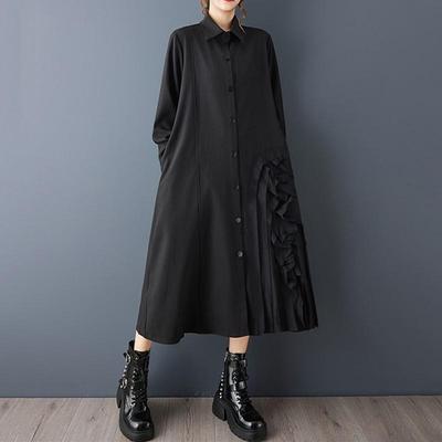 Long Sleeve Plus Size Vintage Floral New In Dresses for Women Casual Loose Spring Autumn Shirt Dress
