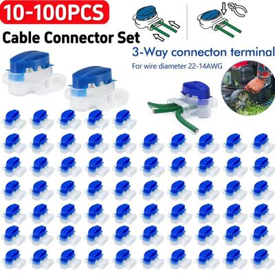 100Pcs 3 Holes Cable Connector Waterproof Connection Clamps Without Stripping for Gardena/Husqvarna/Worx/Robomow Lawnmower