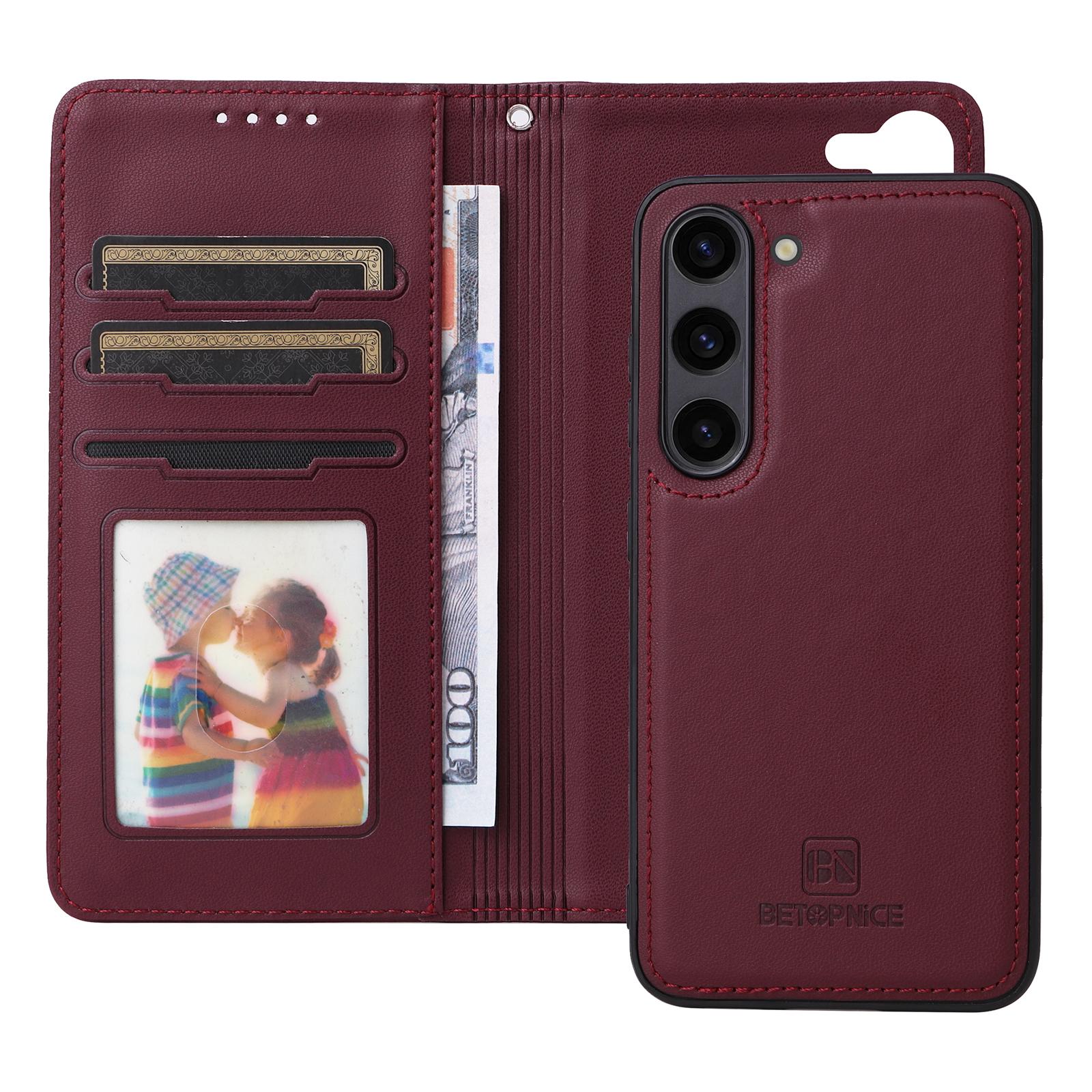 

For Samsung Galaxy S23 FE Magnetic Case BETOPNICE Detachable PU Leather Phone Cover with Strap Purple