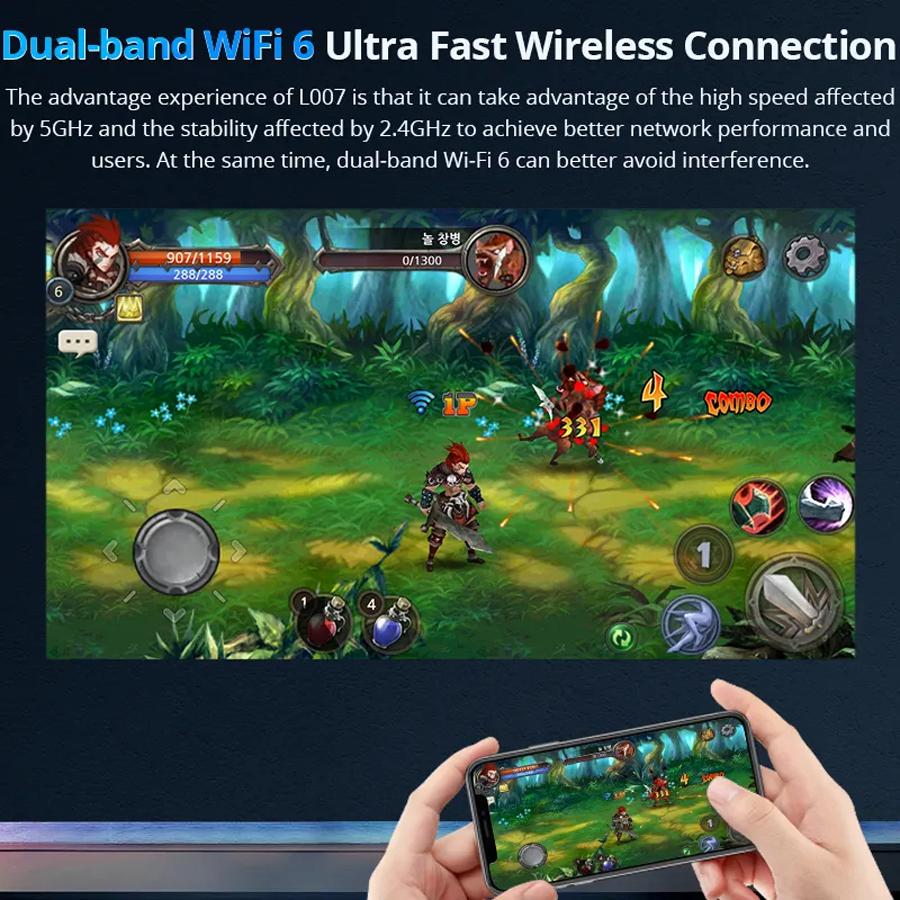 Vivicine L007 Hordozható Android 11 Full HD 1080p Házimozi Projektor, Autofókusz, Automatikus trapéztorzítás-korrekció