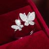 Stylish Copper Double Butterfly Adjustable Ring - Fresh, Fashionable & Luxurious