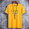 Men's 100% pure cotton summer loose and comfortable casual shopping fashion print large round neck short sleeved T-shirt top