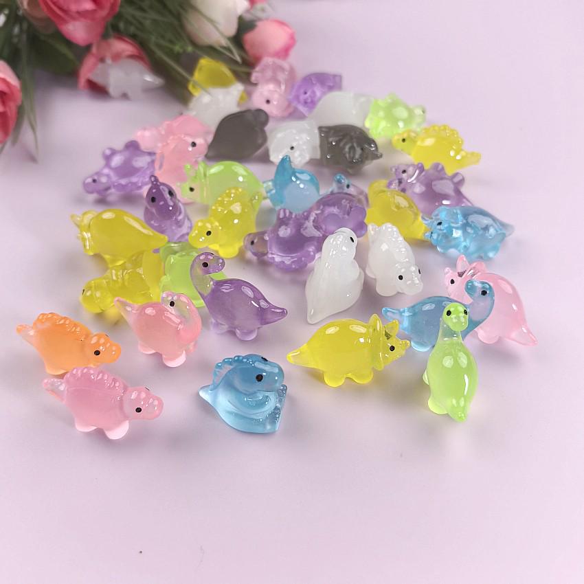 Colorful DIY Mini Dinosaur Ornaments: Triceratops Stegosaurus Micro-Landscape Accessories Luminous Dinosaur