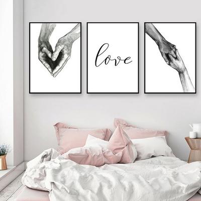 Holding Hands Love Quote Family Poster Nordic Black & White Minimalist Canvas PaintinWall Pictures for Living Room Bedroom Home Wall Decor No Frame
