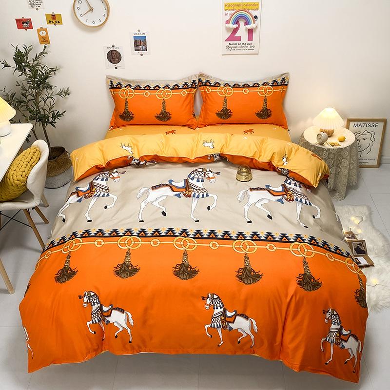 Simple aloe vera cotton four-piece set three-piece set quilt cover bed sheet human bedding