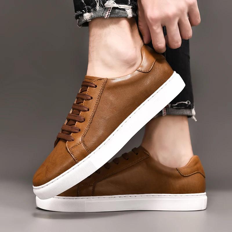 New Men Shoes Genuine Leather Casual Shoes Fashion Sneakers British style Cow Leather Men Shoes New Men Sneakers