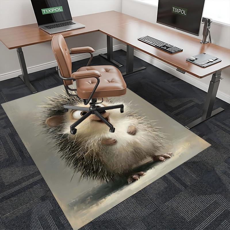 1pc Hedgehog Print Chair Mat - Anime Cartoon Design Office Chair Pad with Hedgehog Pattern for Non-Slip Carpet Suitable for Home Decor, Living Room, B