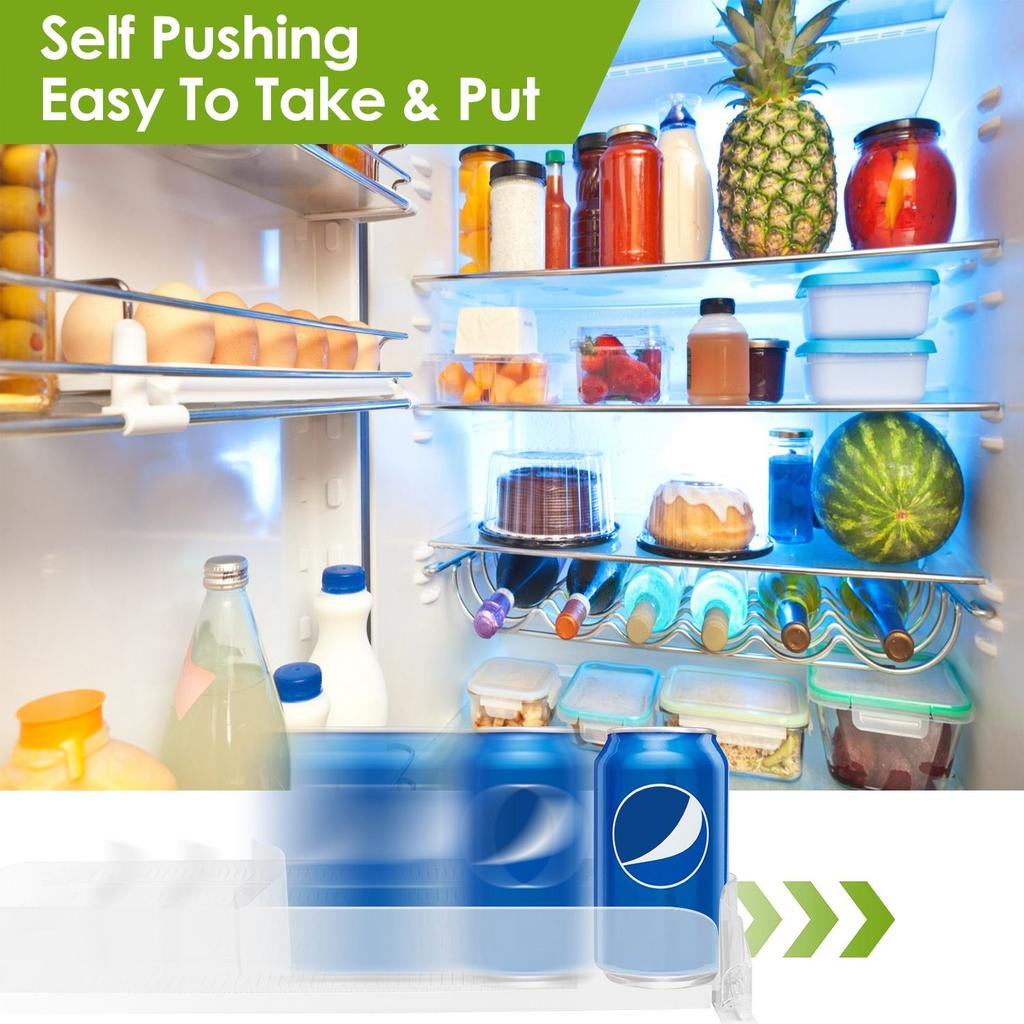 Für Getränke-Organizer für den Kühlschrank Federbelasteter Getränke-Spender Breitenverstellbarer Getränkehalter mit automatischem Schieber Gleitend 5 Reihen