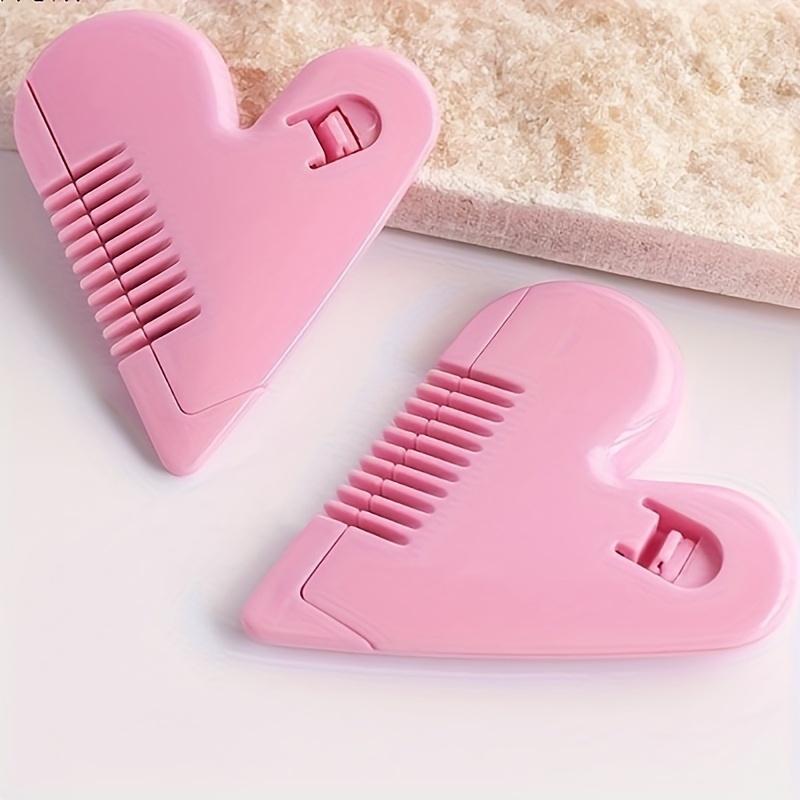 Pink Heart-Shaped Hair Trimmers for Women - Portable, Scent-Free Intimate Grooming Tool with Easy-Press Release Button for Eyebrow Shaping