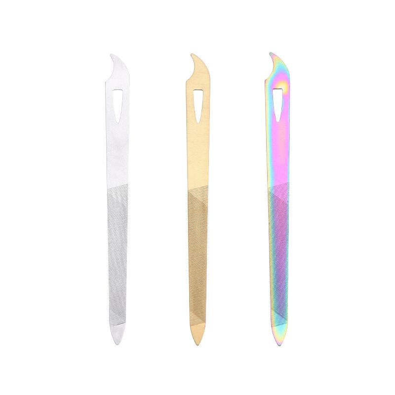 Doppelseitige Nagelfeile aus Edelstahl mit spitzer Spitze für Maniküren und zum Polieren