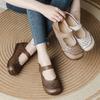 Summer New First-layer Cowhide Comfortable and Versatile Middle-aged Mother Shoes Hole Mary Jane Shoes Children's Leather Soft Sole