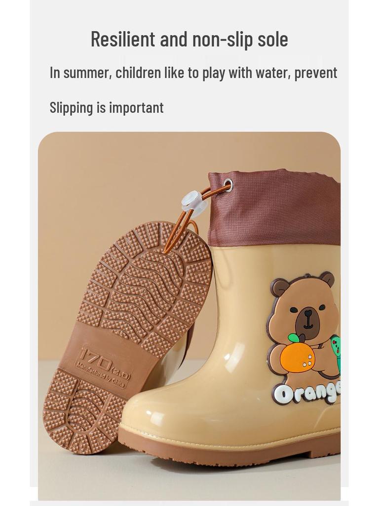 Capybara Kinder Gummistiefel, rutschfest, warm, mit weichen Sohlen