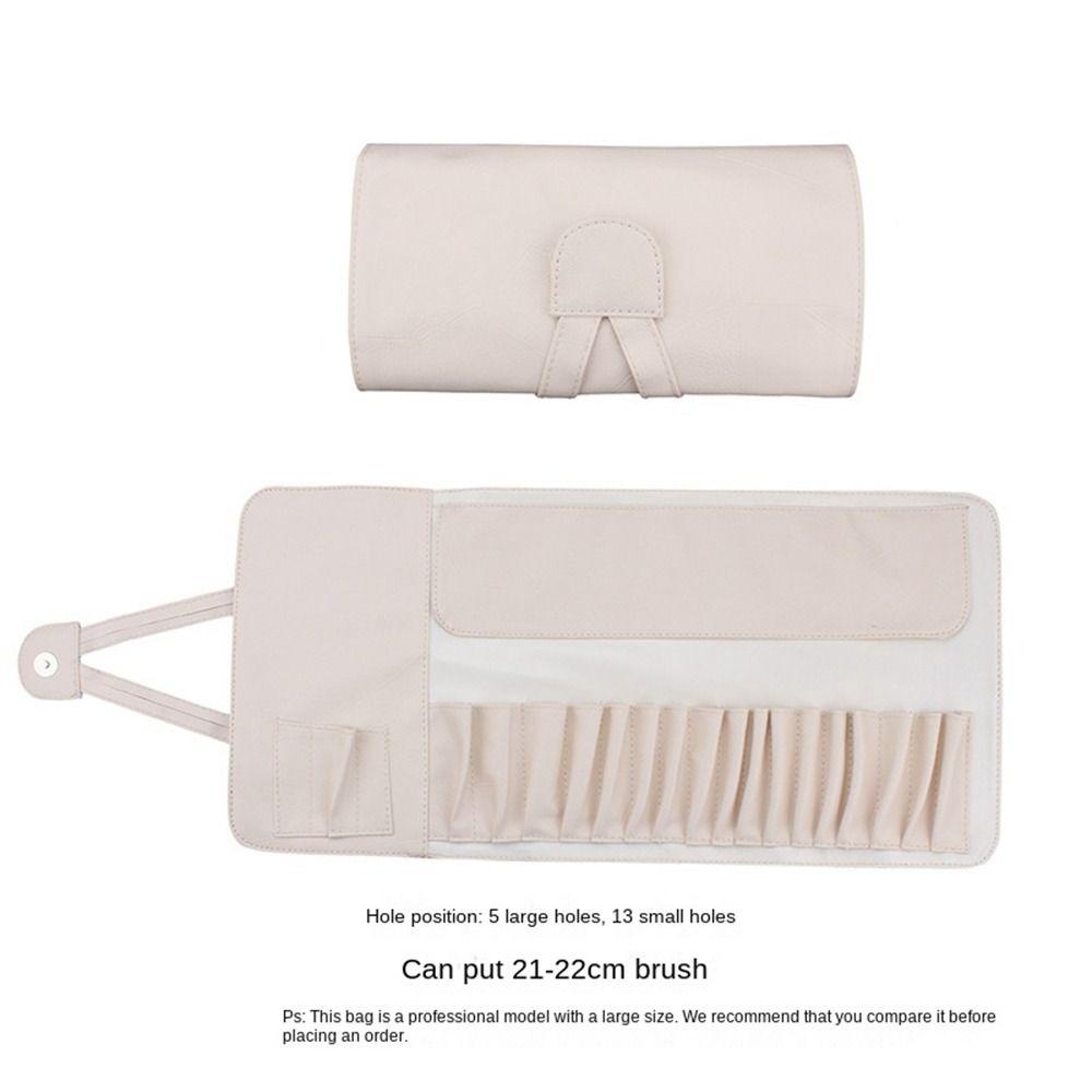 

12/18Hole Cosmetic Storage Bag Brush Organizer Makeup Brush Holder Makeup Brush Bag Storage Pouch white-18 hole