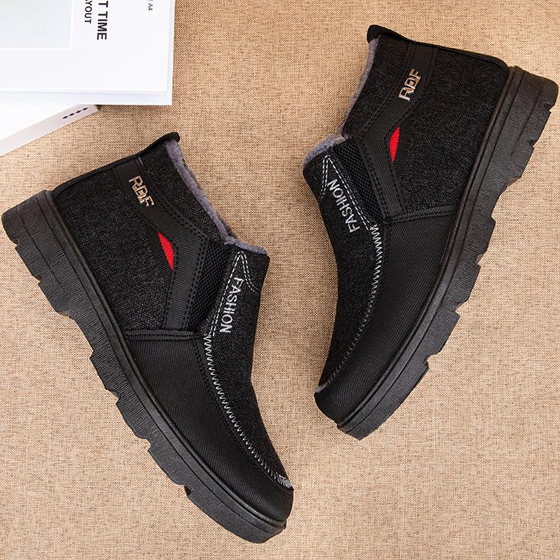 Cotton boots men's winter velvet thickened medium and thick-soled snow boots non-slip and cold-proof large cotton shoes men