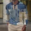 Stylish Patchwork Long-sleeve Polo Shirt, Great for Men's Casual Daily Wear