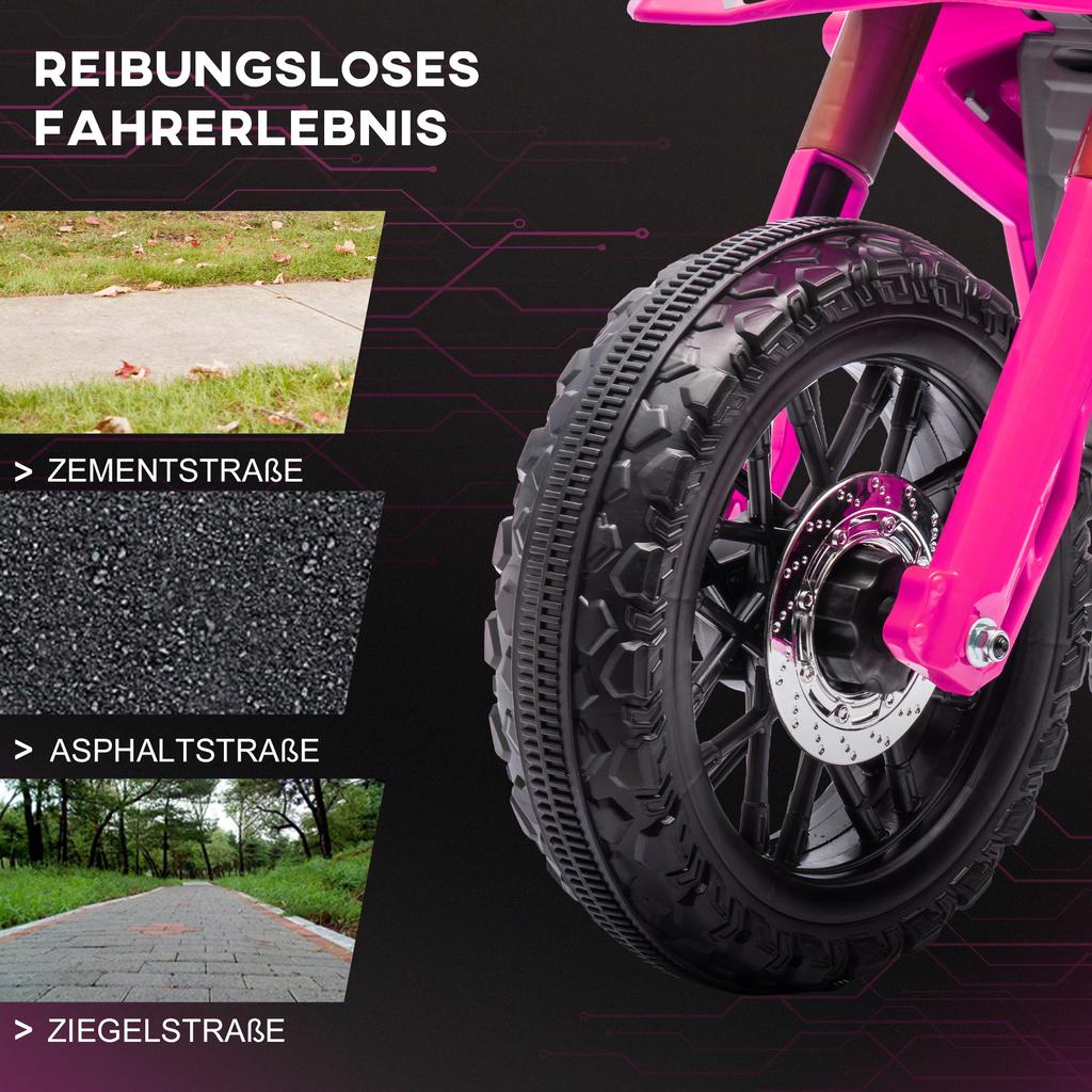 Electric Motorcycle for Children, 12V Kids Motorcycle with Training Wheels, Children's Vehicle with Horn and Start-Up Sound, 3 km/h, Pink