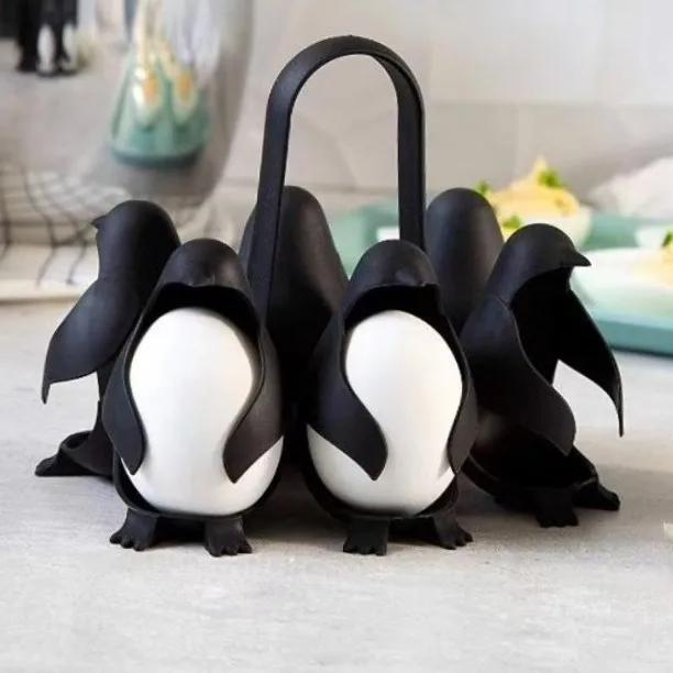

6Pcs Chicken Shape Egg Boiler Rack Penguin Egg Cooker Set Egg Steamer Basket Egg Boiler Cups With Hanging Handle