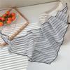 Stripe Print Snow Flower Scarves Korean Style Triangle Hijab Scarf Cotton Linen Headscarf  Gift