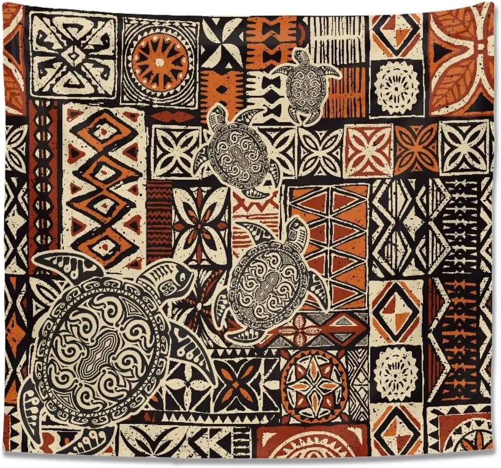 Polynesian Turtles Tapestry, Hawaiian Tribal Tattoo Hibiscus Print Wall Tapestry Tapestry Wall Hanging, Tapestry Aesthetics For