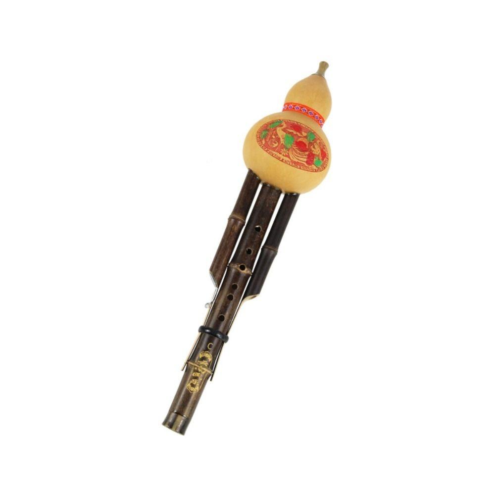 Double sounds Cucurbit Hulusi Flute Black Bamboo Gourd Bamboo Flauta Easy To Play Hulusi  Beginner C Key коричневый/жёлтый
