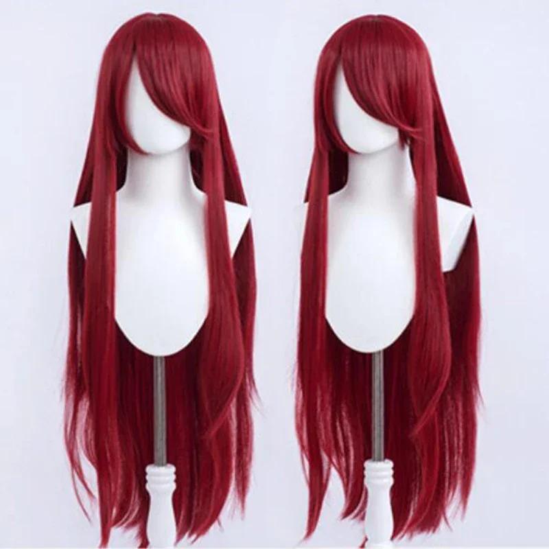 Anime 100 cm Lange Wijnrood Uzumaki Kushina Synthetische Pruik Hittebestendig Volle Pony Haar Pruik 1pc rood