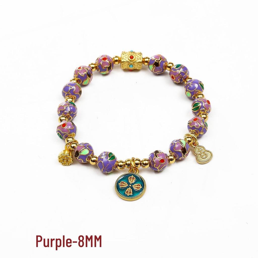 Cloisonné Five Gods of Wealth Enamel Floral Bracelet for Women