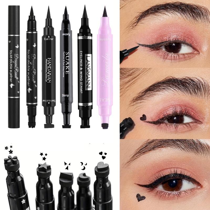 Schwarzer Eyeliner Stempel Dreieck Doppelseitiger Flüssiger Eyeliner Wasserdicht Schweißfest Schnell Trocknender Eyeliner Make-up Stempel Werkzeug Kosmetik