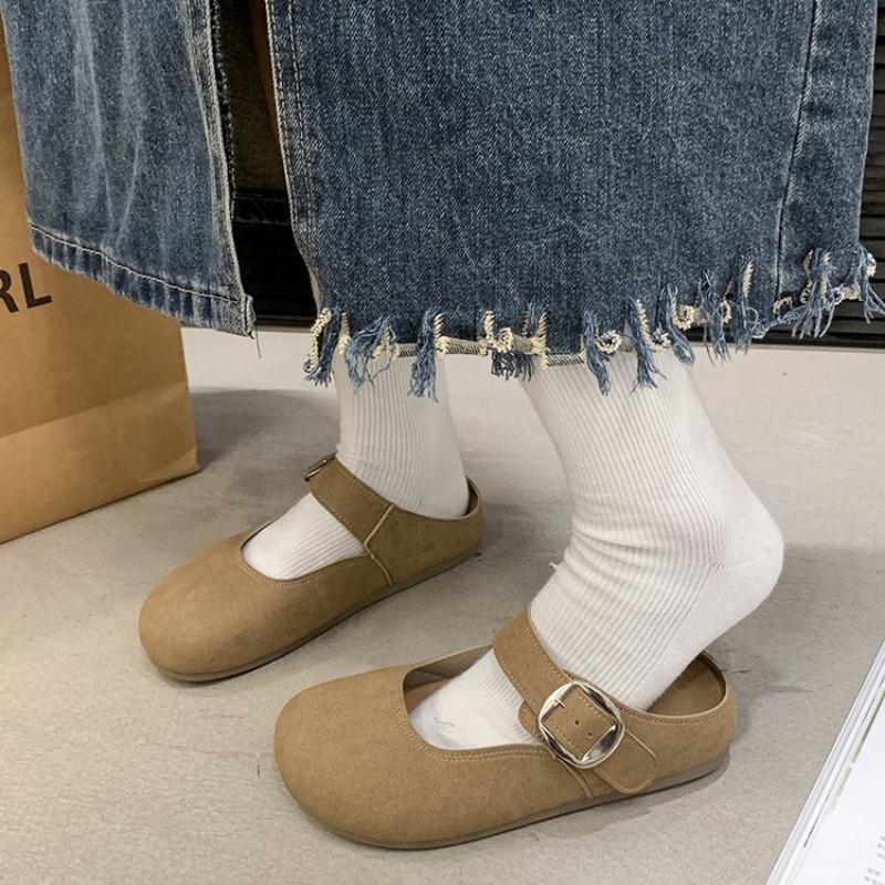Fashion Designer Women's Closed Toe Slippers Suede Leather Clogs Sandals Women Retro Fashion Garden Mule Clog Slides Zapatillas De Mujer