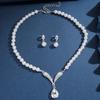 3PC Women's Fashion Trend Pearl Droplet Necklace Earrings Zircon Set Wedding Banquet Party Festival Gift