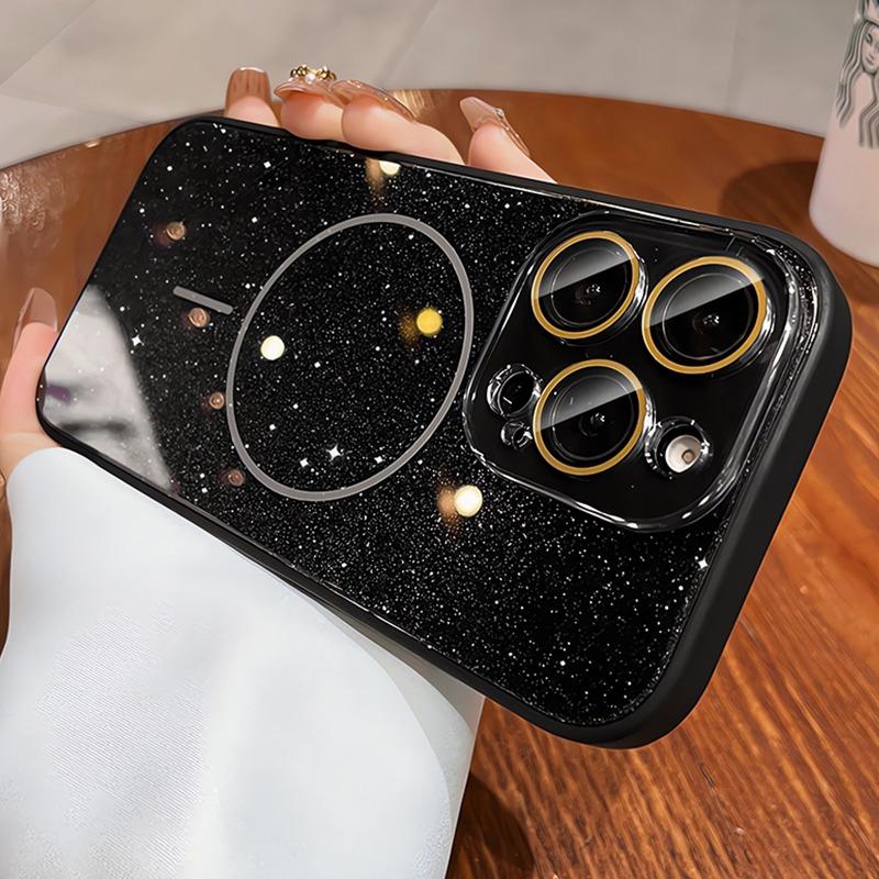 Luksusowe Brokatowe Etui Magsafe do iPhone 15 16 Plus 13 12 14 11 Pro Max Ochrona Aparatu Ładowanie Bezprzewodowe Pokrowiec PC dla iPhone16