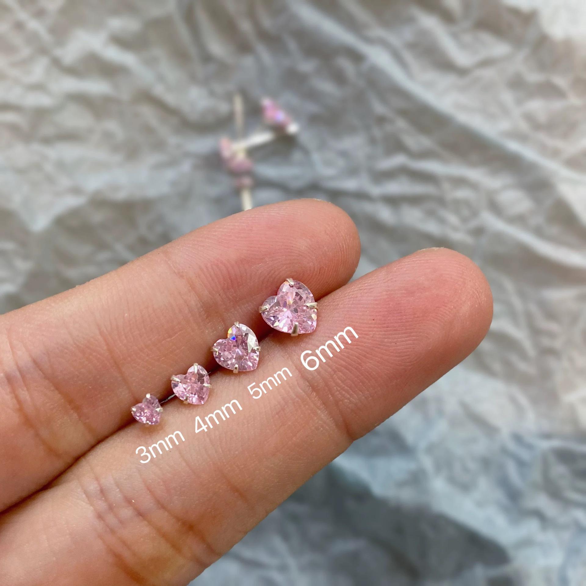 Beixi Women s S999 Sterling Silver Heart Zirconia Earrings - Niche Design No-Remove Cartilage Studs S999 Sterling Silver