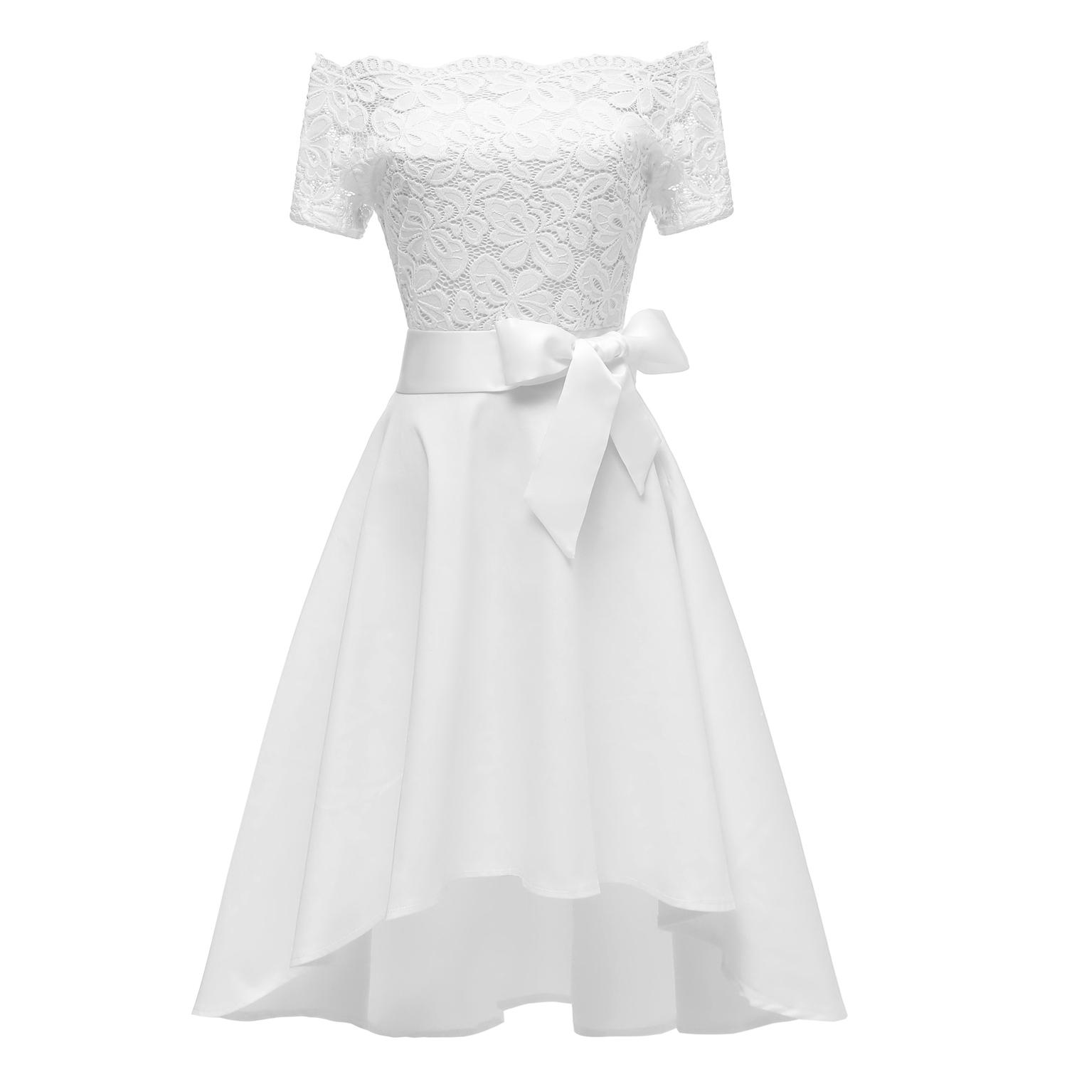 

Женское кружевное платье-миди с гребешком и высоким глубоким вырезом и глубоким вырезом, короткое вечернее платье для подружки невесты, свадебный гость, коктейльная одежда для знаменитостей, элегантная одежда для особых случаев S покинуть белый