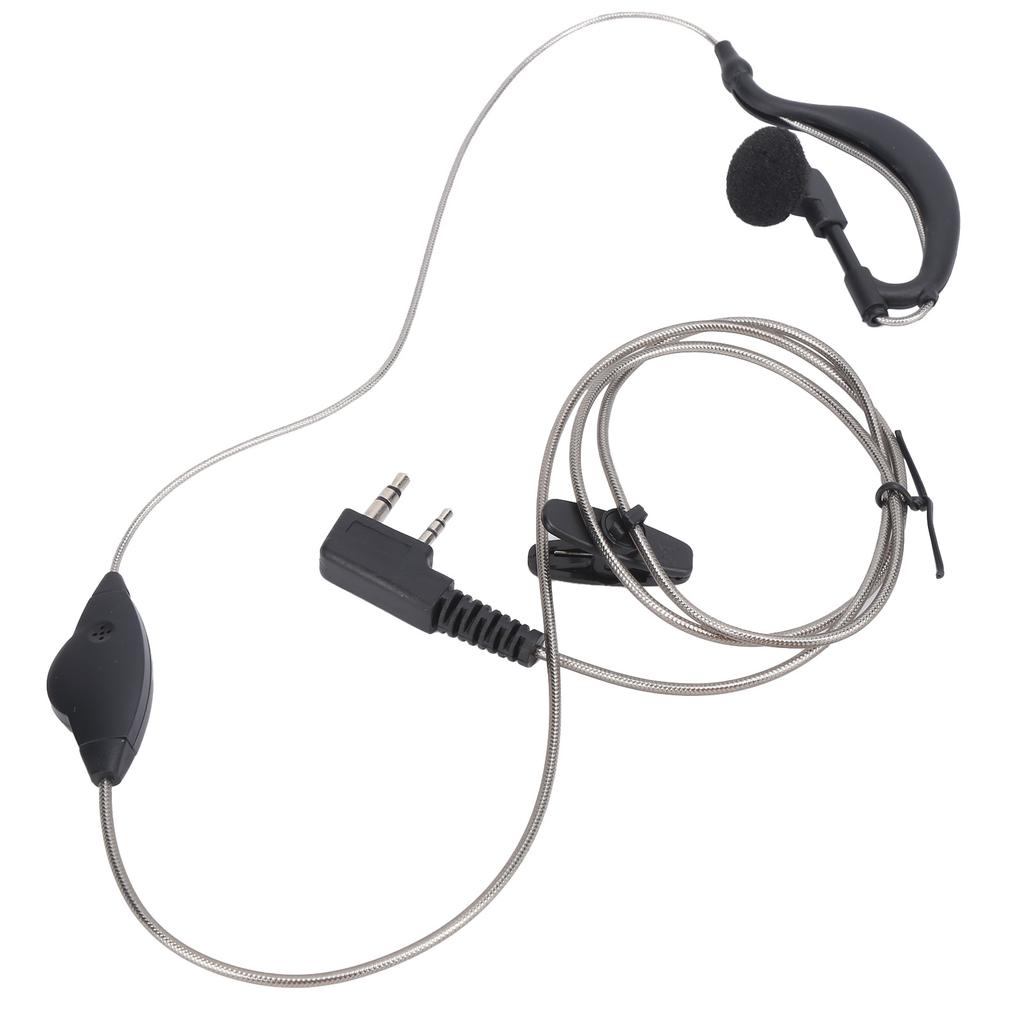 2 Way Radio Headset 2Pin Flexible Black Cable Headset with PTT Button G Shape for Kenwood KPG TH TK