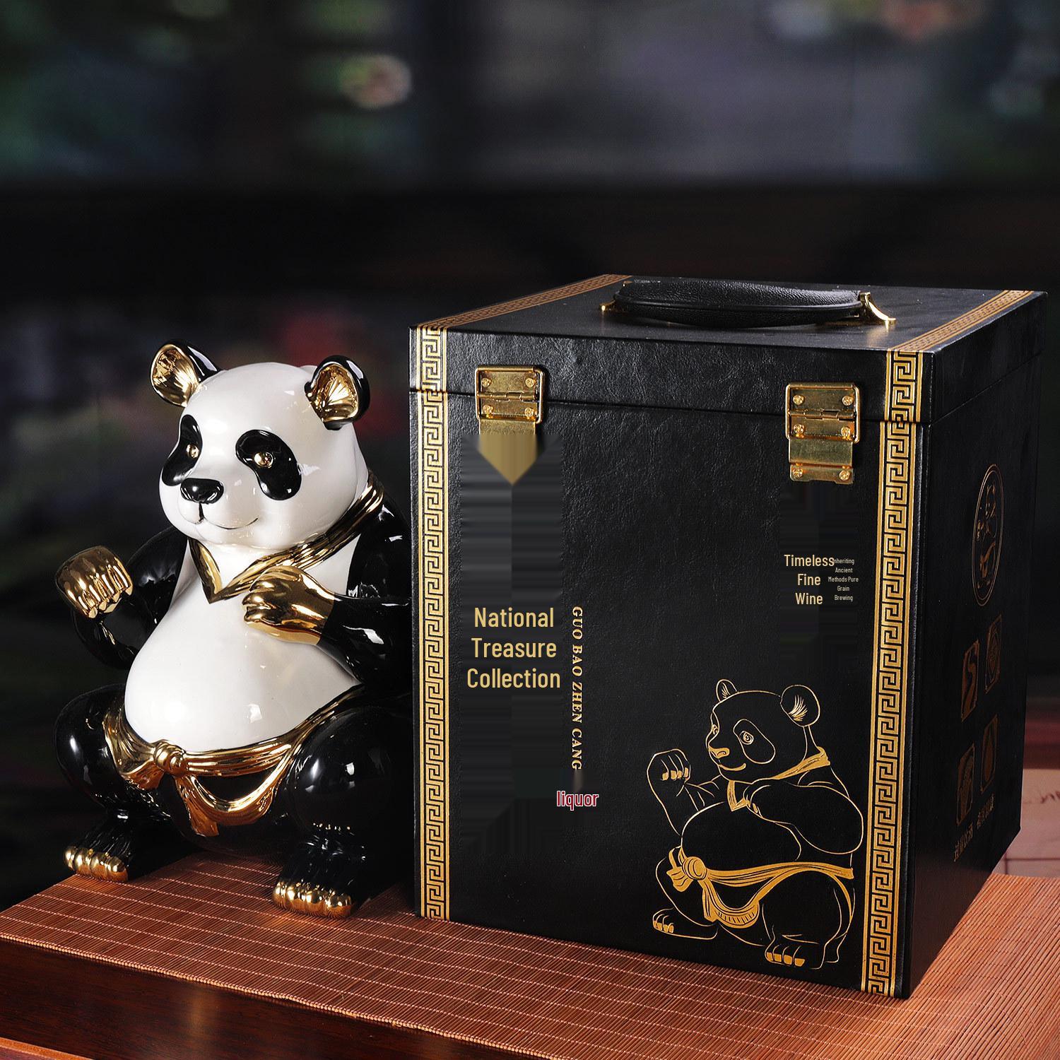 

Panda 5 Jin Gold-Plated Ceramic Wine Bottle Ornament
