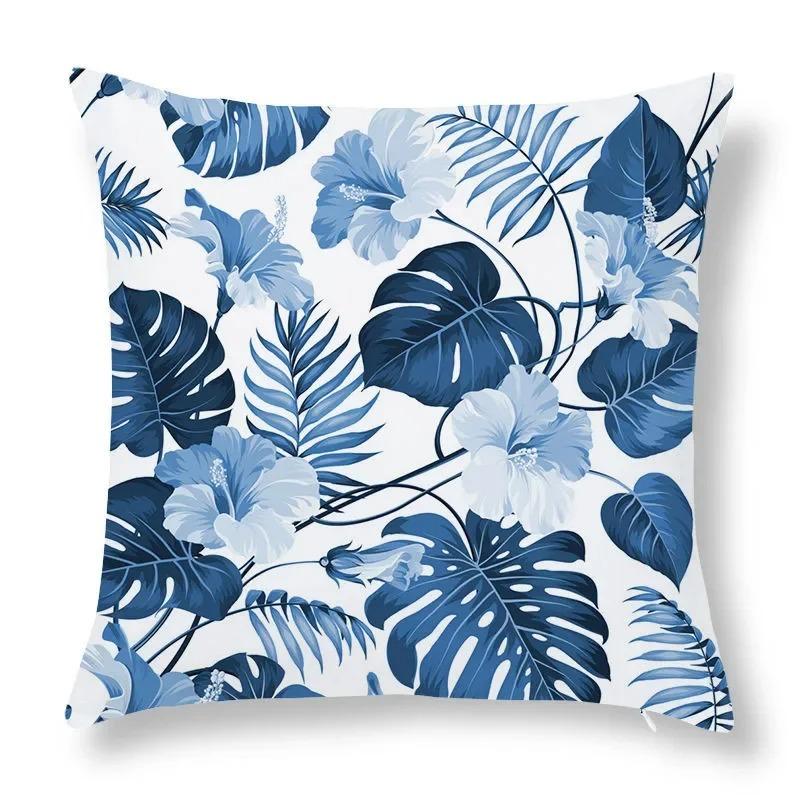 Green Leaf Print Decorative Pillowcase Car Sofa Square Cushion Pillowcase
