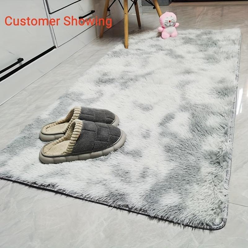 1pc Ultra-Soft Fluffy Shaggy Rug Plush Fuzzy Texture for Bedroom & Living Room Non-Slip Bottom Trendy Light Grey Ideal Indoor Accent Rug