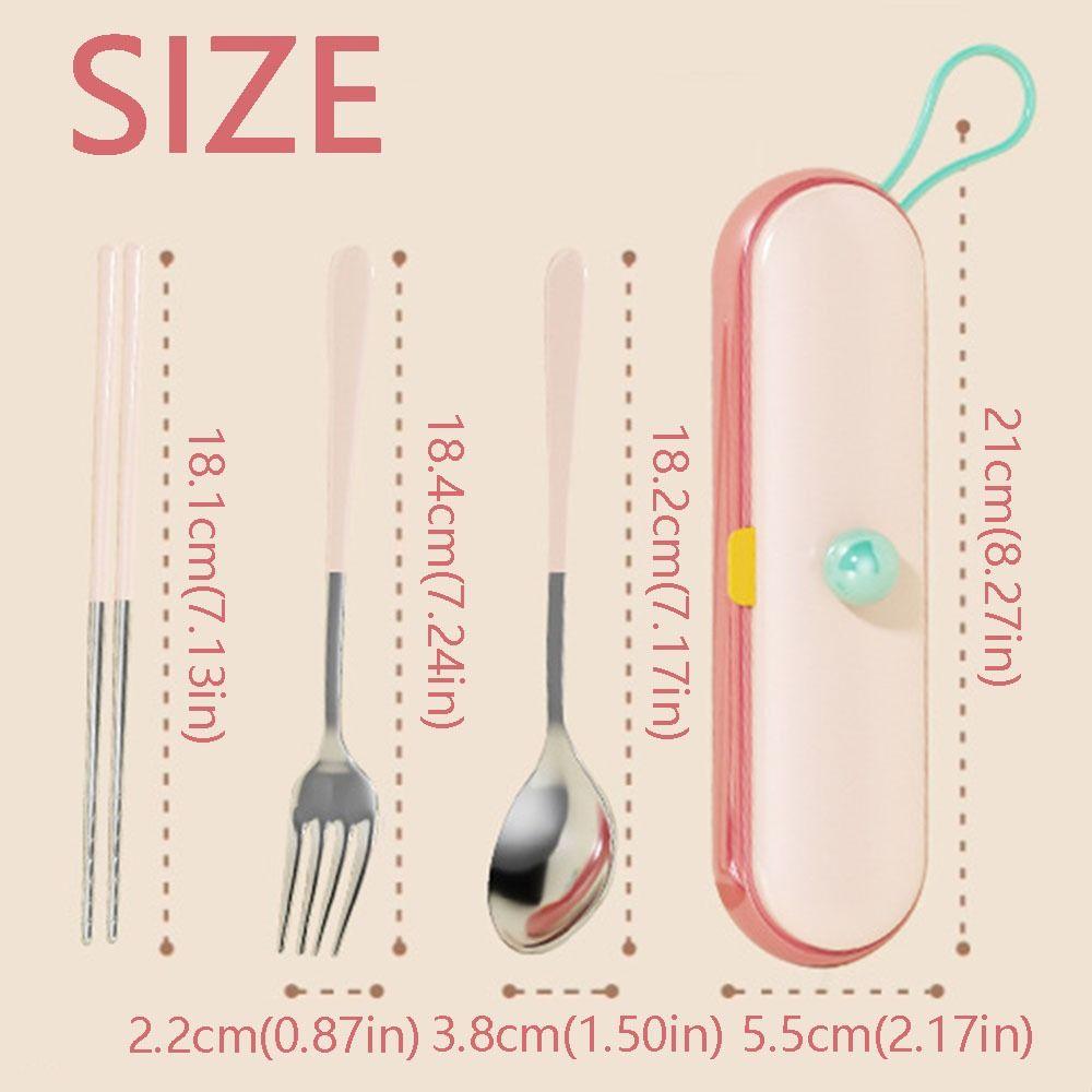Cartoon Pattern Chopsticks Three-piece Set Stainless Steel Fork Dining Utensils Kit  Outdoor Dining