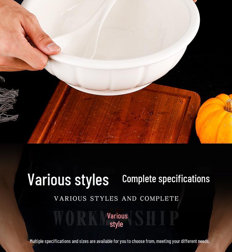 Large Pure White Ceramic Soup Bowl for Home or Restaurant.