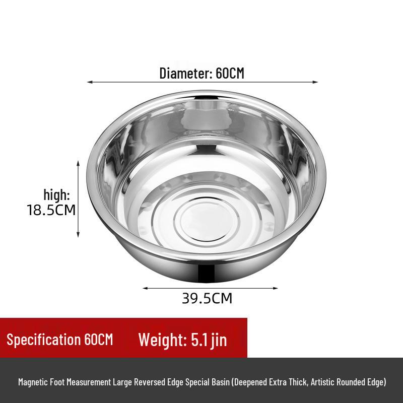 Stainless Steel Basin, Large/Extra-Large: Ideal for Washing Vegetables, Mixing Dough, or Bathing.