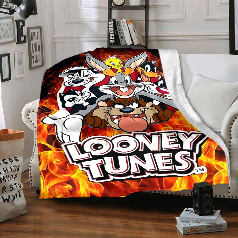 1pc Looney Tunes Characters Flannel Throw Blanket - Lightweight Soft Warm All-Season Blanket for Sofa, Bed, Travel, Camping  L1029175