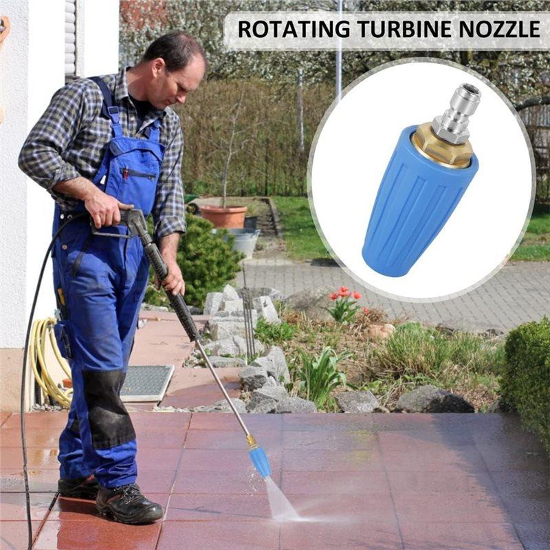 A25F-For Yard Suitable 1Set/5PCS High-Pressure Cleaning Turbine Nozzle, 360° Rotation 1/4" Quick Connect Cleaning Head