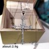 Zircon Cross Pendant Necklace, Luxurious Hip-hop Style Jewelry