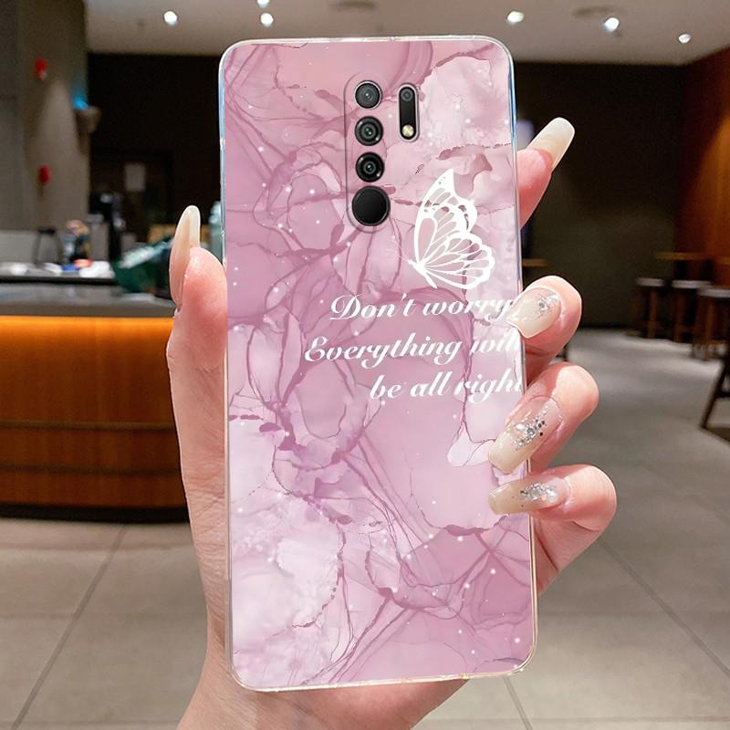 For Redmi 9 Case Redmi9 Clear Luxury Butterfly Flower Soft TPU Casing Cover For Xiaomi Redmi 9 Transparent Silicone Phone Case