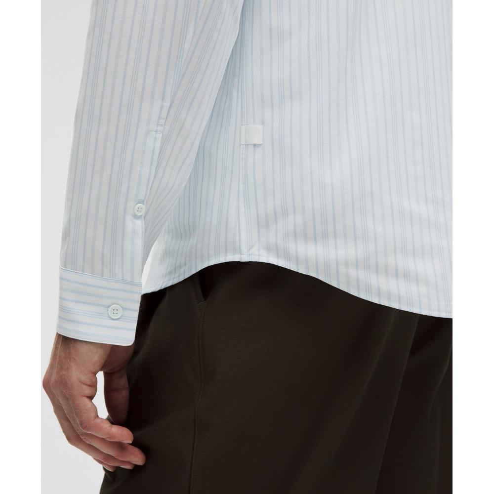 Lululemon New Venture Slim Fit Long Sleeve Shirt Sartorial Stripe Almost Blue Heathered Windmill