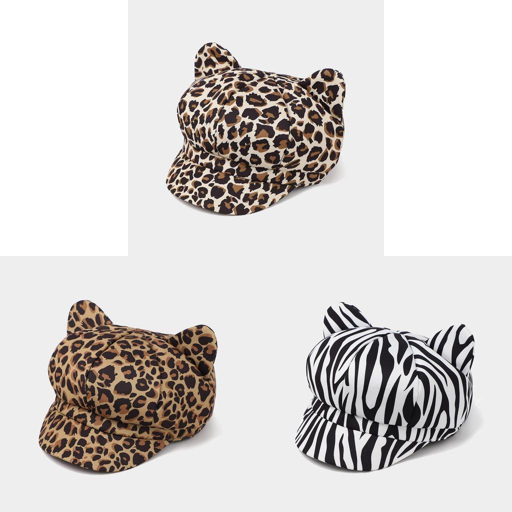 Vintage Cat Ear Octagon Hat With Sun Protection For Outdoors And Art Enthusiasts