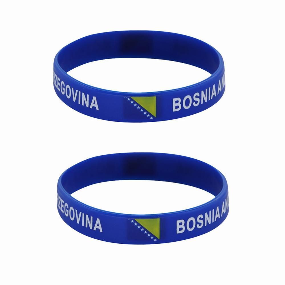 2 Stück Silikonarmbänder mit der Flagge von Bosnien und Herzegowina, Sportarmbänder, Nationalflaggen, Handschlaufe für Männer und Frauen, motivierendes Gummiband, Mode-Accessoires 2pcs
