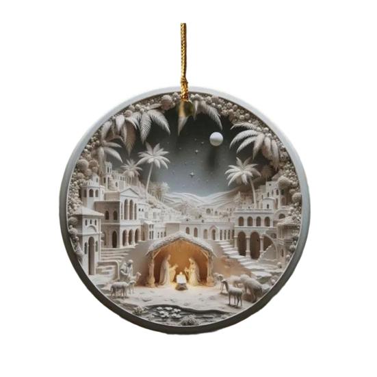 Acrylic Pendant Christmas Decoration with Lanyard Easy To Hang Nativity