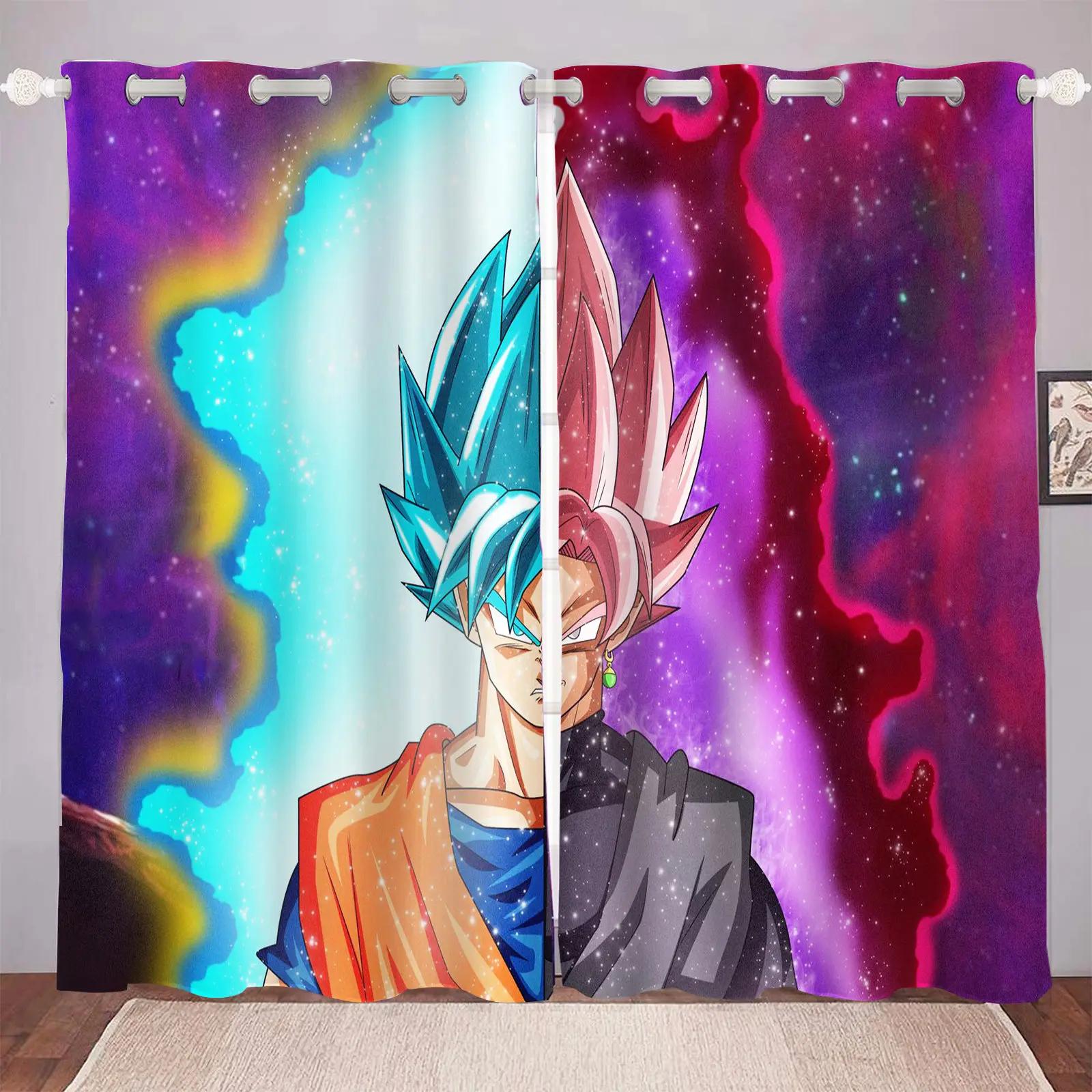 

Мультяшна штора Dragon Ball Принт Подарунки для хлопчика Спальня Поліестер Затінення Вікно вітальні Блекаут Перегородка Домашній декор 150x166cm&Grommet Top
