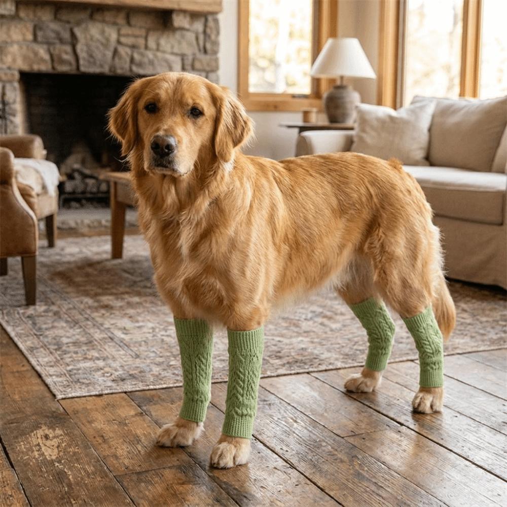 4 Stück Atmungsaktive Hundeknie-Socken Dehnbar Rutschfest Hund Ellenbogen-Schoner Hautfreundlich Kratzfest Haustier Knie-Schoner für Vier Jahreszeiten 2