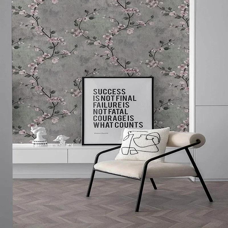 Plum Blossom Self-adhesive Wallpaper, TV Background, Non-woven Fabric Wallpaper, Bedroom Three-dimensional Wall Sticker